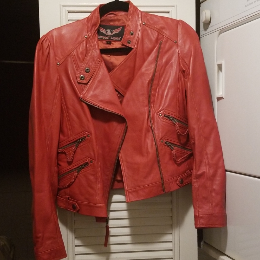 Red leather jacket